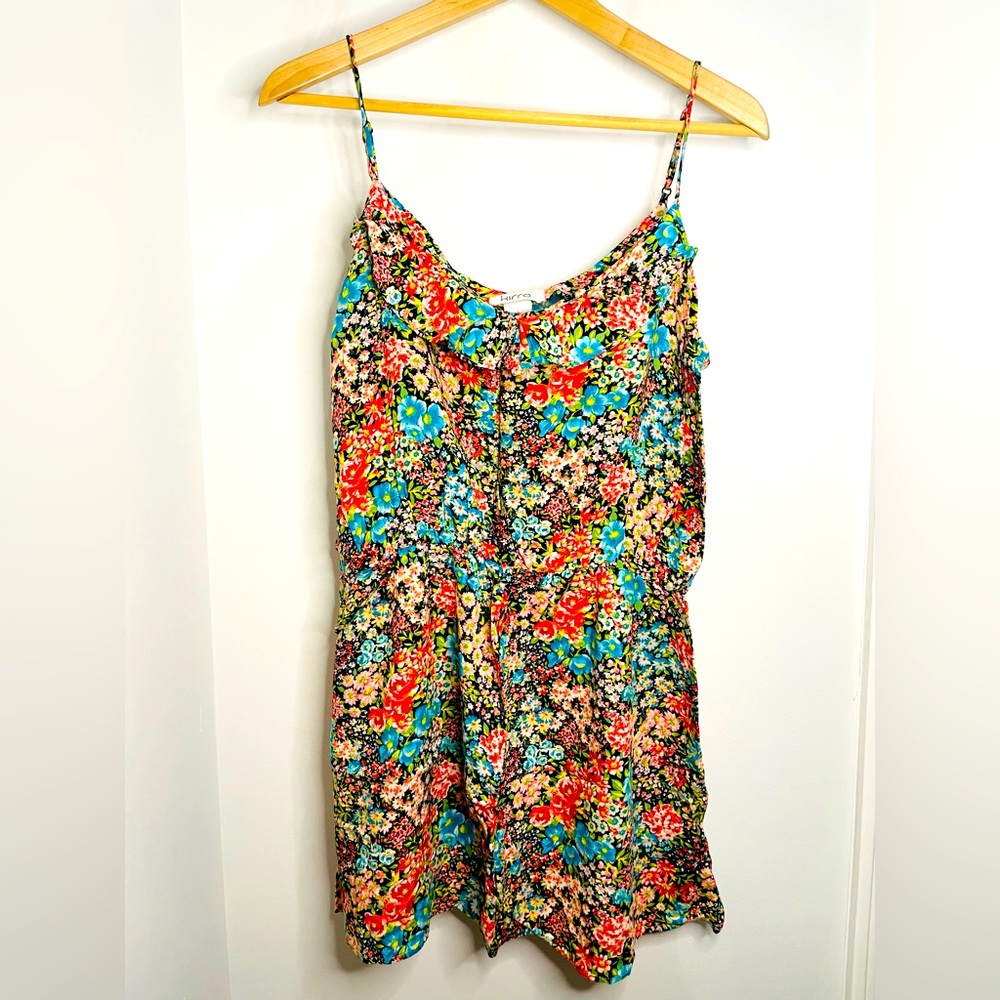 Cute spaghetti strap mini summer floral dress